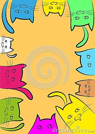 Lots of cats painted with different colors Vector Illustration